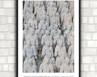 Terracotta krijgers Xi'an China fotografie-afdruk, oude sculptuur kunst aan de muur
