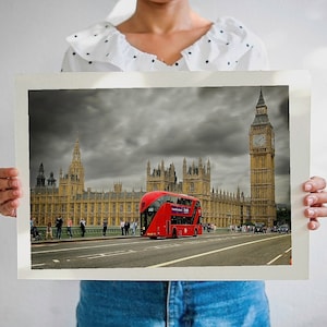 Westminster Palace-fotografieafdruk. Elizabeth Tower-scène.