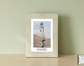 Madrid-fotografieafdruk: Puerta del Sol, beer en aardbeiboomkunst