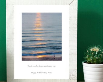 Fotoafdruk bij zonsopgang oceaan | Christelijk moedercadeau | Inspirerende kustmuurkunst | Aangepaste offerteposter 8 x 10 11 x 14 4 A4 A3