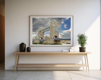 Moody London Tower Bridge-fotoafdruk: reismuurkunst