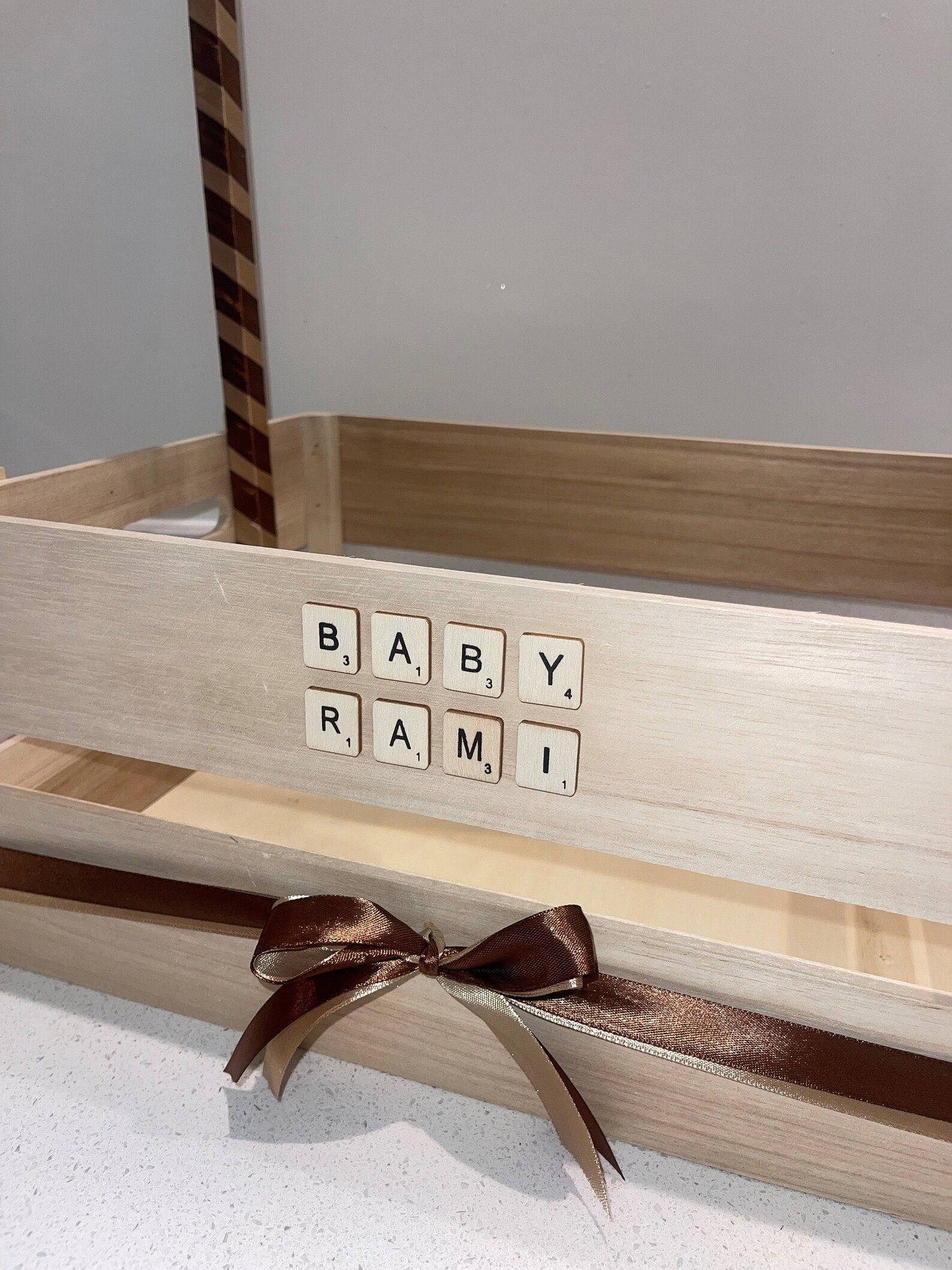 Personalised Handmade Crate With Clothing Rail, Gift Hamper, Baby
