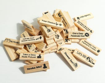 Personalized Block Tower Game  for Couples - Valentine&#39;s Day, Anniversary, or Date Night Gift Idea, Unique Party Game for Two