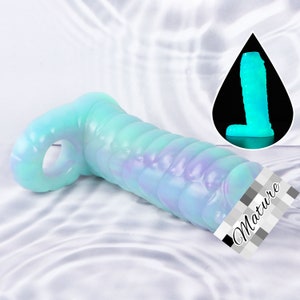 Huge Glow in Dark Silicone Penis Sleeve Extender, Cock Sleeve, Male Dildo Sheath, Glans Dildo Sleeve, Adult Sex Toy for Men Gay, Mature