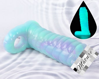 Huge Glow in Dark Silicone Penis Sleeve Extender, Cock Sleeve, Male Dildo Sheath, Glans Dildo Sleeve, Adult Sex Toy for Men Gay, Mature