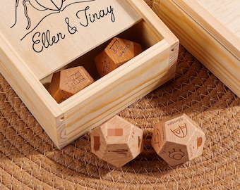 Couple Dice, Anniversary Gifts for Him/Her, Date Night Dice Game, Custom Position Dice with Eco-Friendly Wooden Gift Box, Romantic Keepsake