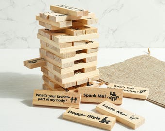 Personalized Valentine&#39;s Day Gift - Fun Date Night Idea for Couples, Custom Couple Block Tower, Unique Anniversary Party Activity for Two