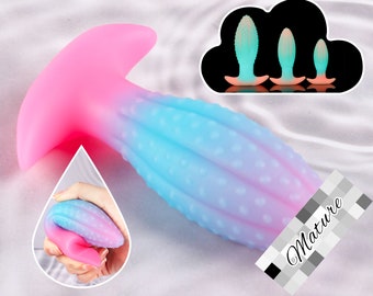 Fantasy Dildo Butt Plug for Beginners, Glow In The Dark Anal Plug Dildo, Adult Sex Toys, 3 Sizes Butt Plug for Woman Man, Mature