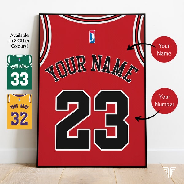 Personalised Basketball Jersey | Basketball Gift | Wall Art Print | A2 A3 A4 | Print (Colour) | TheFrameFiller