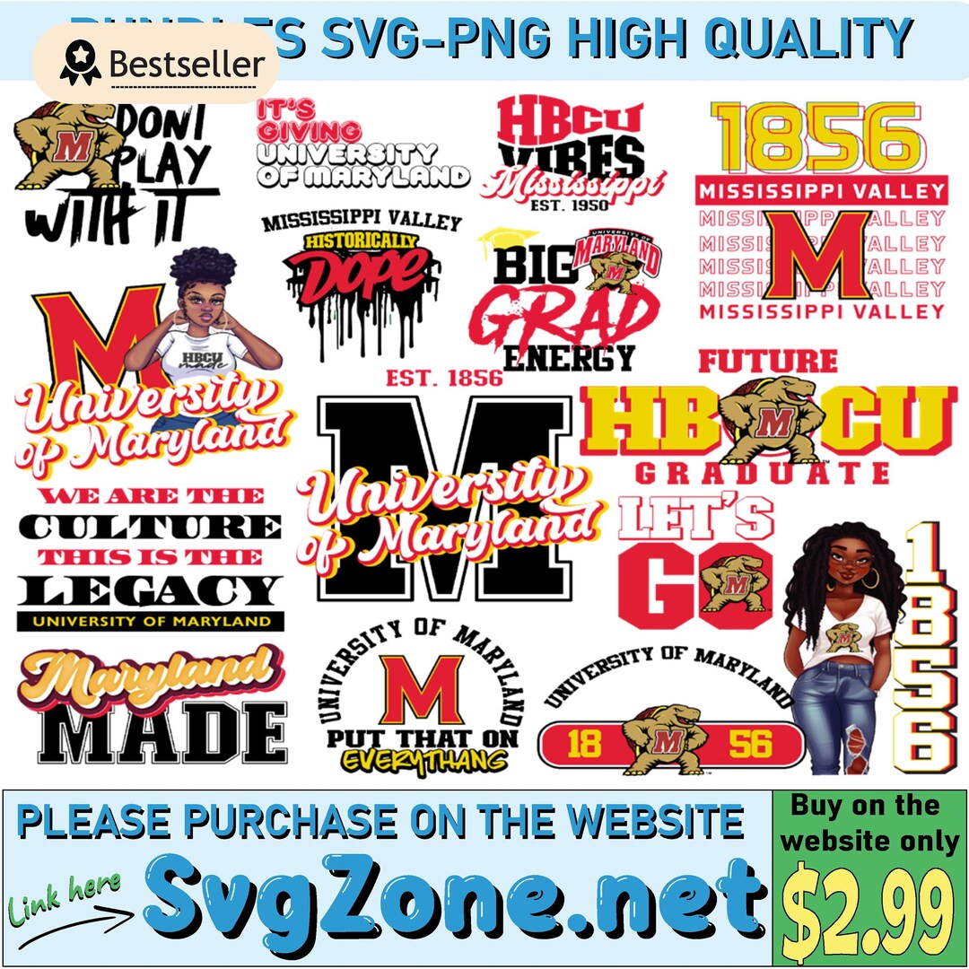 Hbcu Collection, University of Maryland Svg & 2023 New Hbcu Designs Etsy