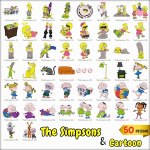 Diseño de bordado a máquina de Los Simpson, Descarga instantánea, Diseño de bordado de Bart Simpson, Diseño de bordado