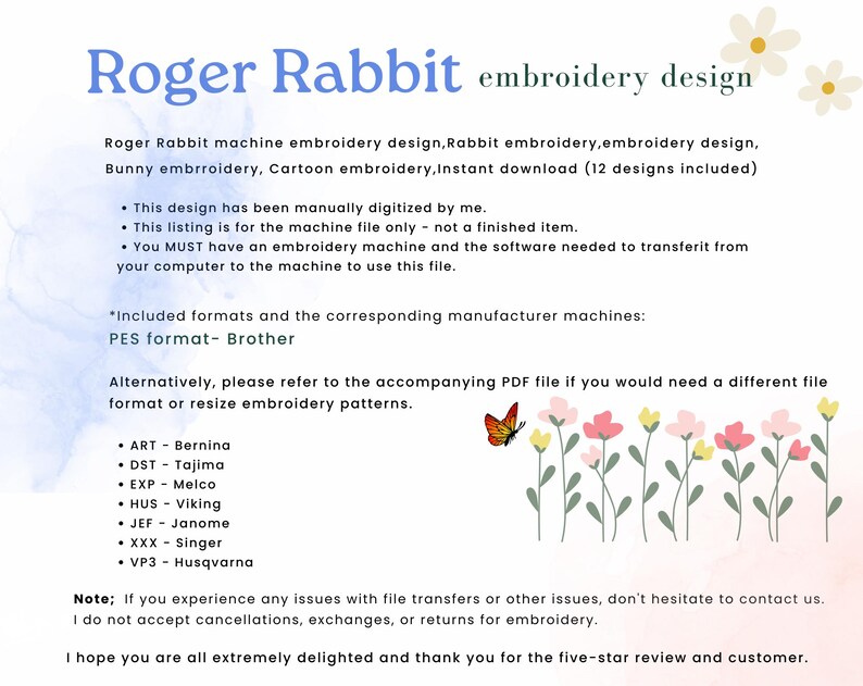 Roger Rabbit Machine Embroidery Design,rabbit Embroidery,embroidery ...