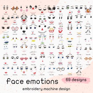 Emotions Faces machine embroidery designs,Angry face embroidery,Emoji embroidery,Emotions embroidery,Smile face embroidey,Instant download
