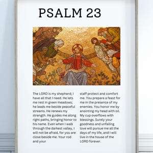 Psalm 23 Wall Art Decor, Bible Verse Poster, Vertical Christian Art Print, Inspirational Quote, Christian Poster, Scripture Wall Art