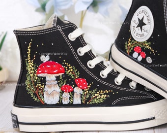 Custom Embroidered Converse Chuck Taylor 1970s/Mushrooms Embroidered Sneakers Custom/Mushrooms Embroidered Converse Shoes/Gifts for Her
