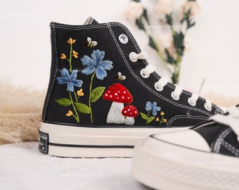 Custom Embroidered Converse Chuck Taylor 1970s/Mushrooms Embroidered Sneakers Custom/Mushrooms Embroidered Converse Shoes/Gifts for Her