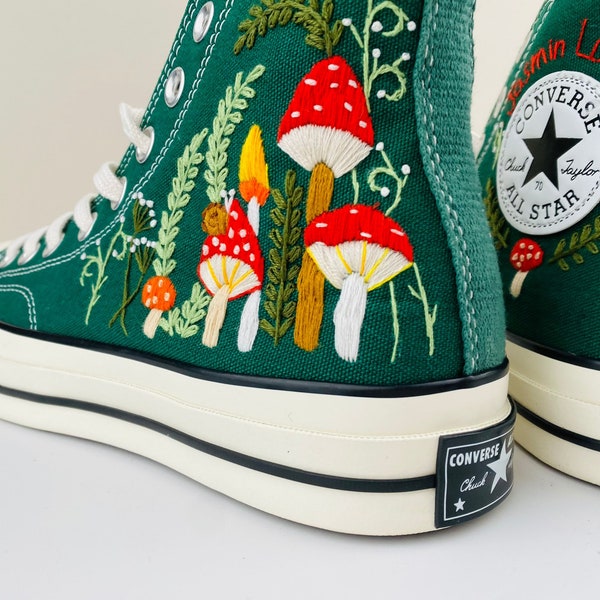 Custom Converse Chuck Taylor Mushrooms Embroidered Converse Shoes- Mushrooms Embroidered Converse Custom-Mushrooms Embroidered Sneakers.102