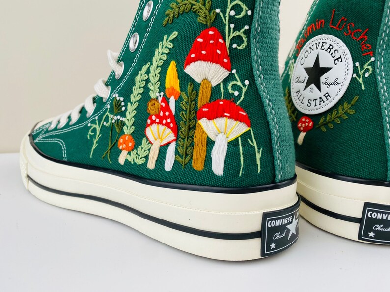 Custom Converse Chuck Taylor Mushrooms Embroidered Converse Shoes/ Mushrooms Embroidered Converse Custom/ Mushrooms Embroidered Sneakers image 1