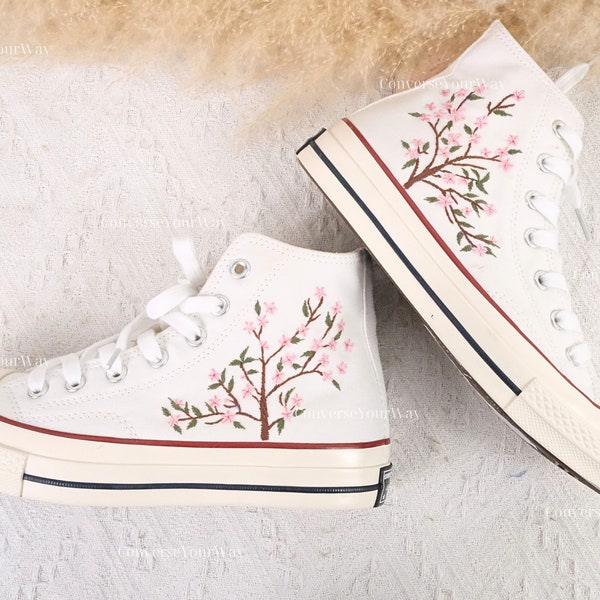 Wedding Sneakers for Bride/Bridal Embroidered Converse Chunck Taylor 70/Flower Embroidered Shoes/Floral Embroider Sneakers/Wedding Gifts