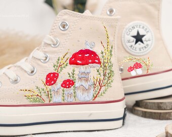 Custom Embroidered Converse Chuck Taylor 1970s/Mushrooms Embroidered Sneakers Custom/Mushrooms Embroidered Converse Shoes/Gifts for Her