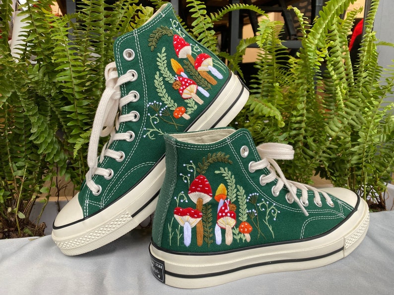 Custom Converse Chuck Taylor Mushrooms Embroidered Converse Shoes/ Mushrooms Embroidered Converse Custom/ Mushrooms Embroidered Sneakers image 4