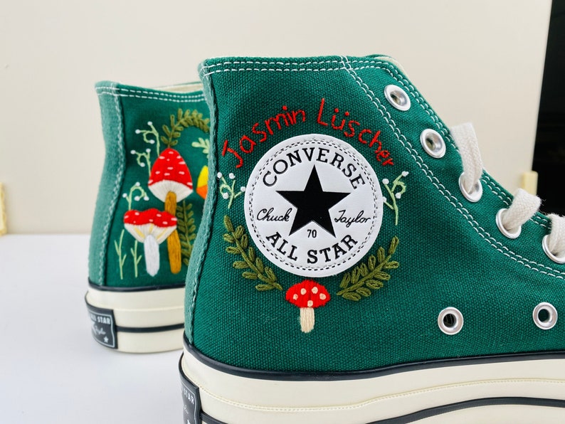 Custom Converse Chuck Taylor Mushrooms Embroidered Converse Shoes/ Mushrooms Embroidered Converse Custom/ Mushrooms Embroidered Sneakers image 2