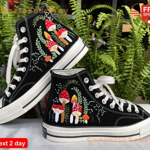 Custom Converse Chuck Taylor Mushrooms Embroidered Converse Shoes/ Mushrooms Embroidered Converse Custom/ Mushrooms Embroidered Sneakers image 5