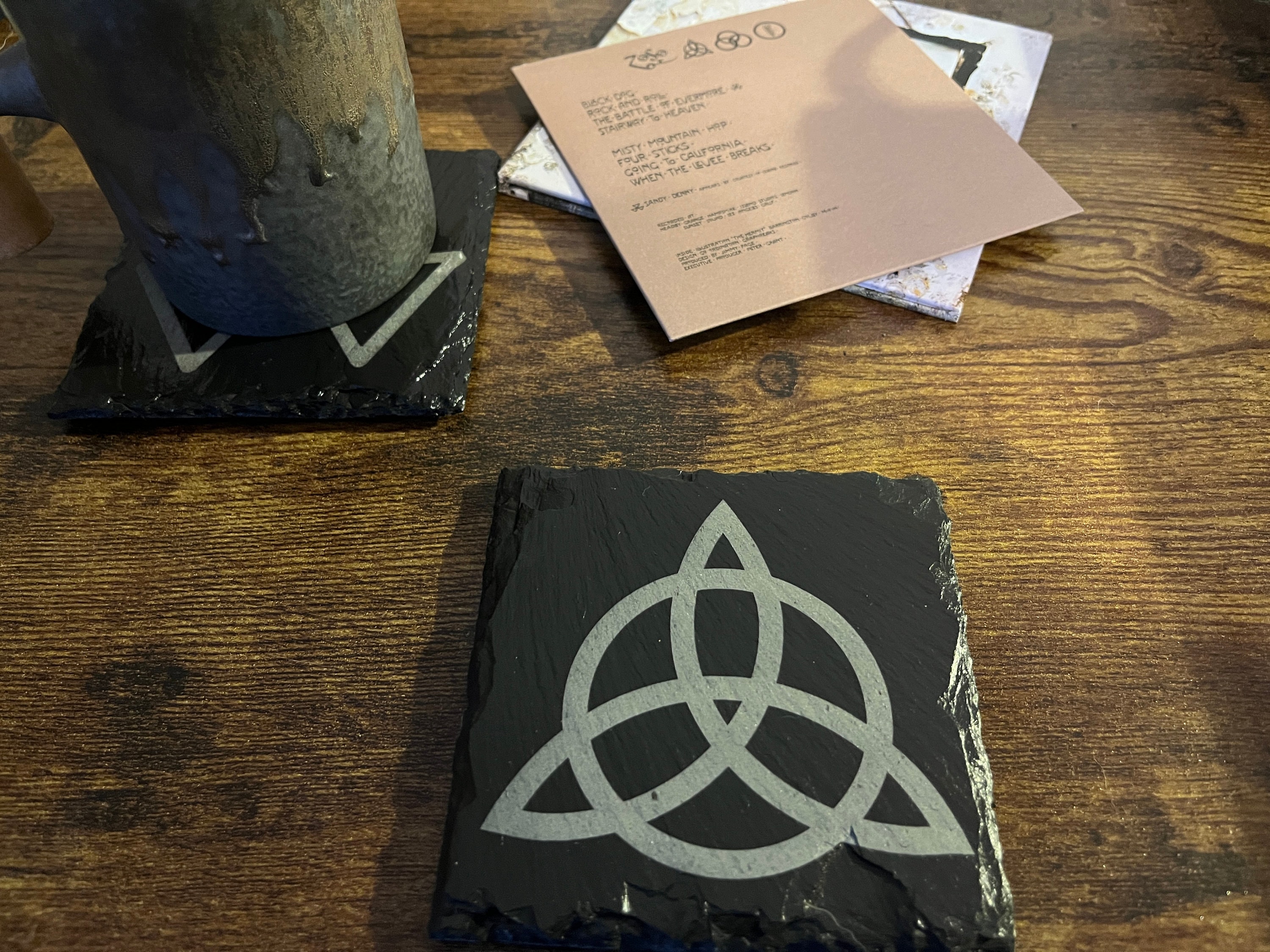 LED ZEPPELIN IV Symbols Engraved Slate Drinks Coasters. Page