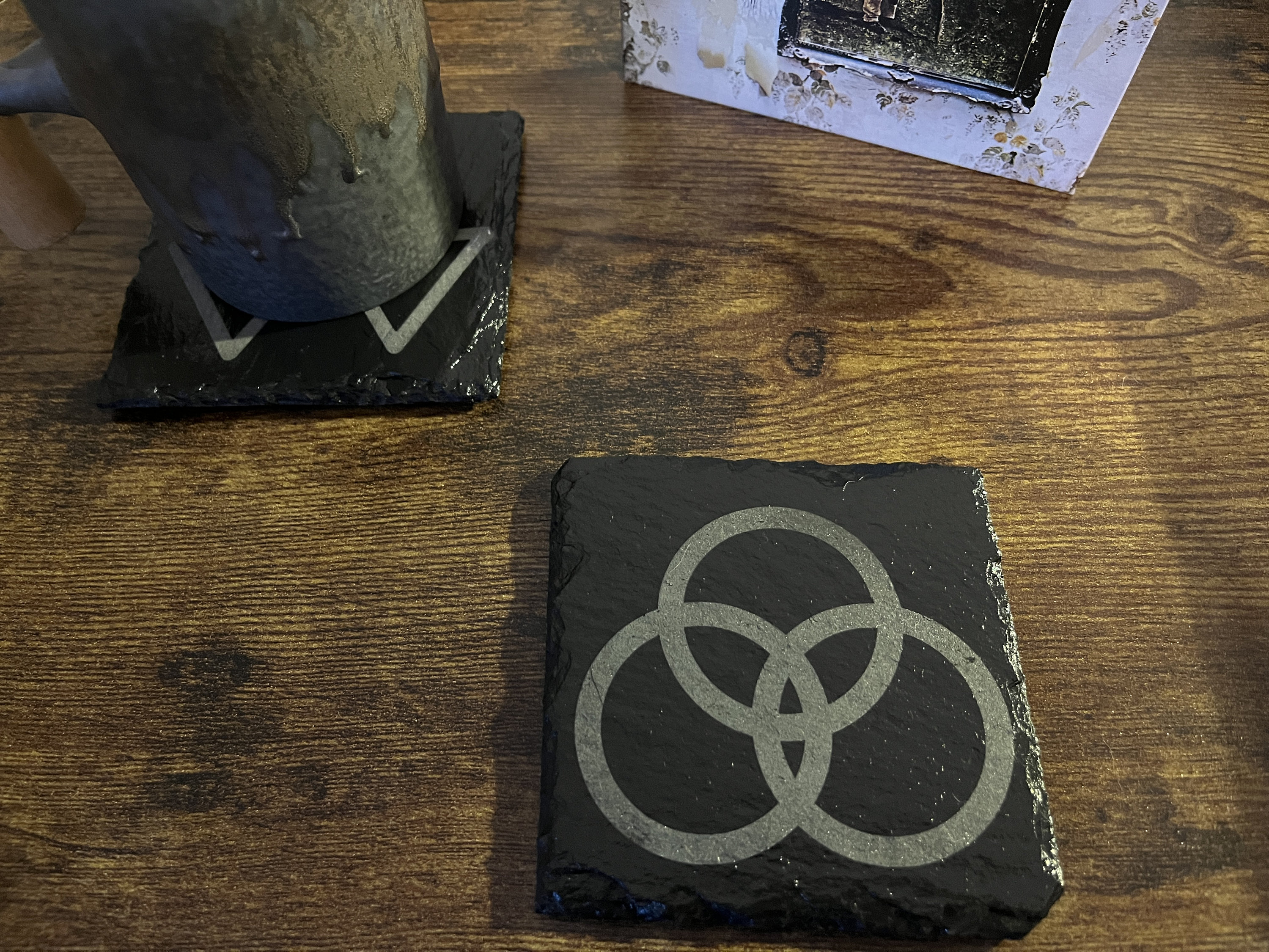 LED ZEPPELIN IV Symbols Engraved Slate Drinks Coasters. Page
