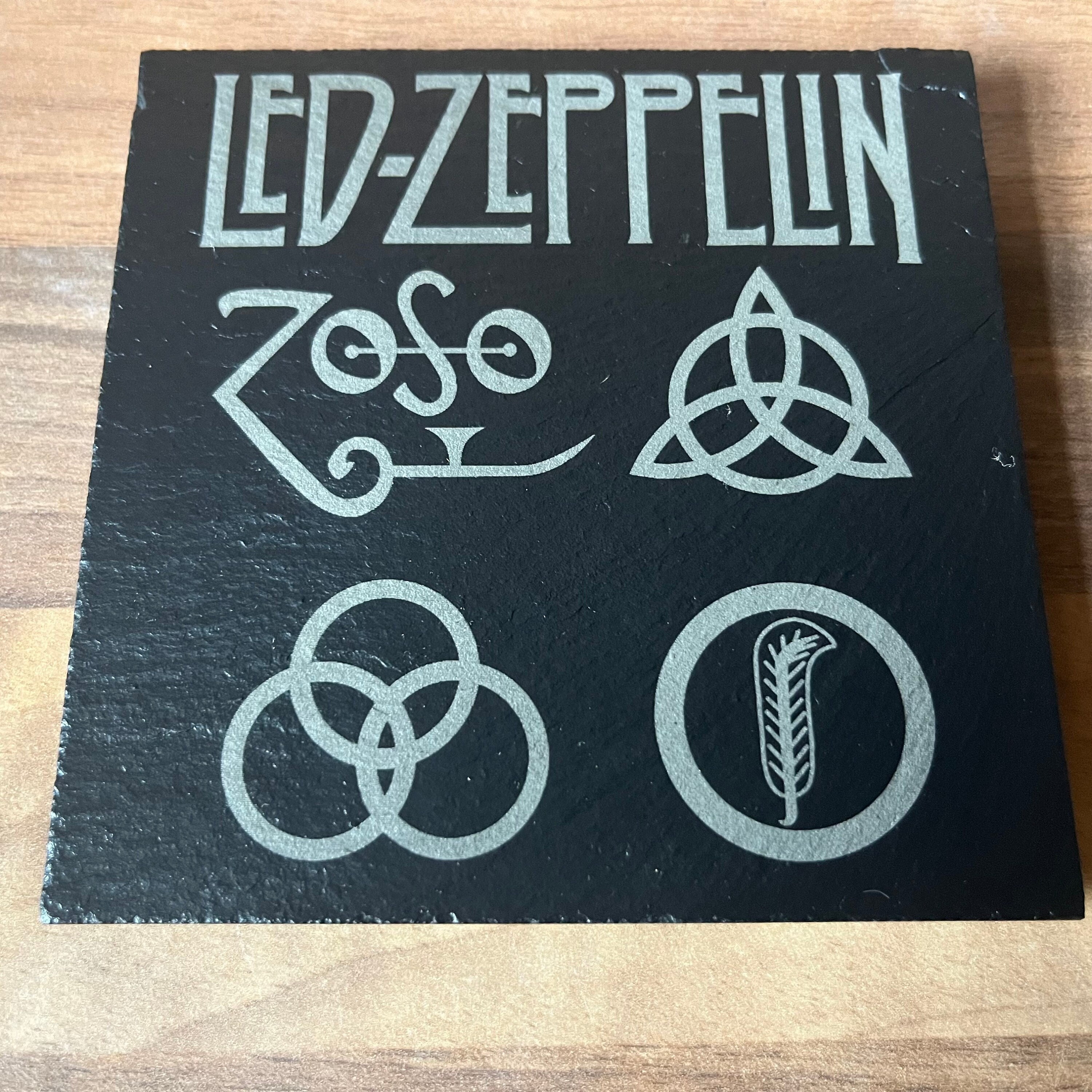 LED ZEPPELIN IV Symbols Engraved Slate Coaster. Classic Rock / Occult Etsy UK