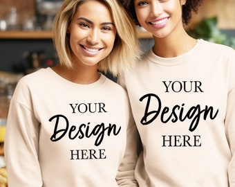 Group mockup Gildan 18000 Sweatshirt Mockup Sand Sweatshirt family mockup Model Mockup Fall Thanksgiving Mockup Couples Mockup JPG Digital