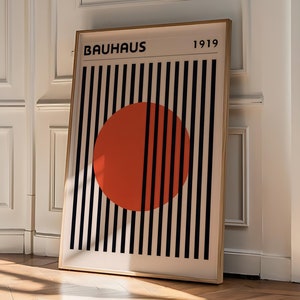 Modern Bauhaus Wall Art Poster - Abstract Geometric Print, Retro Gallery Decor, Mid Century Home Art, Bauhaus Exhibition Poster Style