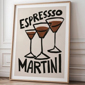 Espresso Martini Art Print Bar Cart Cocktail Poster | Mixology Gift, Watercolor Retro Drink Art, Kitchen Wall Decor