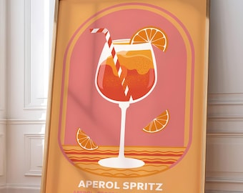 Aperol Spritz Classic Art | Signature Recipe Print | Trendy Bar Cart Decor | Modern Kitchen Wall Art | Digital Download