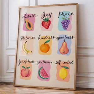 Fruit of the Spirit Bible Verse Art Vintage Print | Christian Digital Download, Scripture Wall Decor, Religious Home Art, Galatians Quote