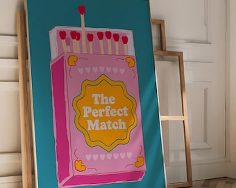 Dopamin-dekorposter - Perfekt matchning, färgglad retroväggkonst, groovy maximalistiskt tryck, trendig år 2000-estetik för djärv rumsdekor