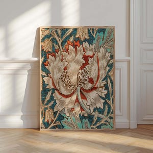 William Morris Art Print – Ornate Floral Textile Pattern, Victorian Era Wall Art, Historic Botanical Home Decor, Arts and Crafts Design