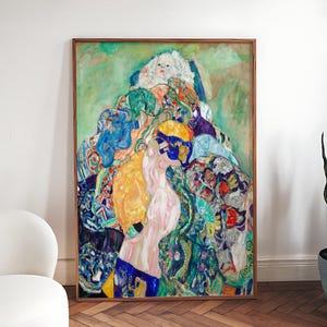 Lámina de Gustav Klimt: decoración de pared con flores de jardín, póster floral impresionista, arte de pared botánico, impresión de artista famoso, estilo Art Nouveau