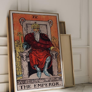 Tarot Cards Rider Waite Art Print - The Emperor, Powerful Leadership Tarot Poster, Occult Wall Art, Celestial Divination Decor Esoteric Gift