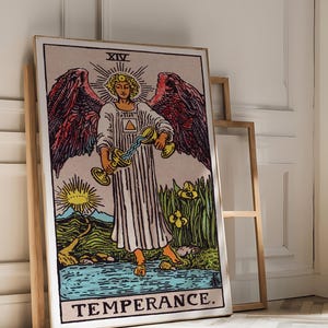 Tarot Cards Rider Waite Art Print - Temperance, Mystical Esoteric Poster, Occult Witchy Wall Art, Celestial Spiritual Decor, Divination Gift