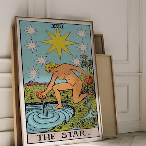 Tarot Cards Rider Waite Art Print - The Star, Esoteric Occult Poster, Mystical Celestial Wall Art, Witchy Spiritual Decor, Divination Gift