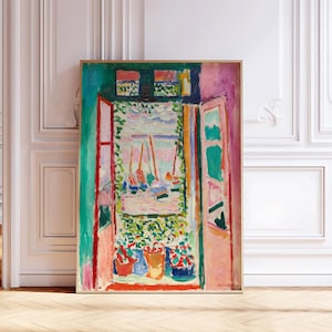 Henri Matisse Art - Impressionist Coastal Landscape Print, Vintage French Window Scene Painting, Classic Wall Decor, Open Window