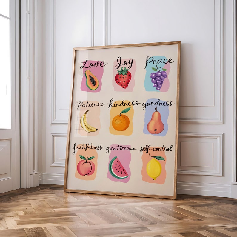 Fruit of the Spirit Bible Verse Art Vintage Print | Christian Digital ...
