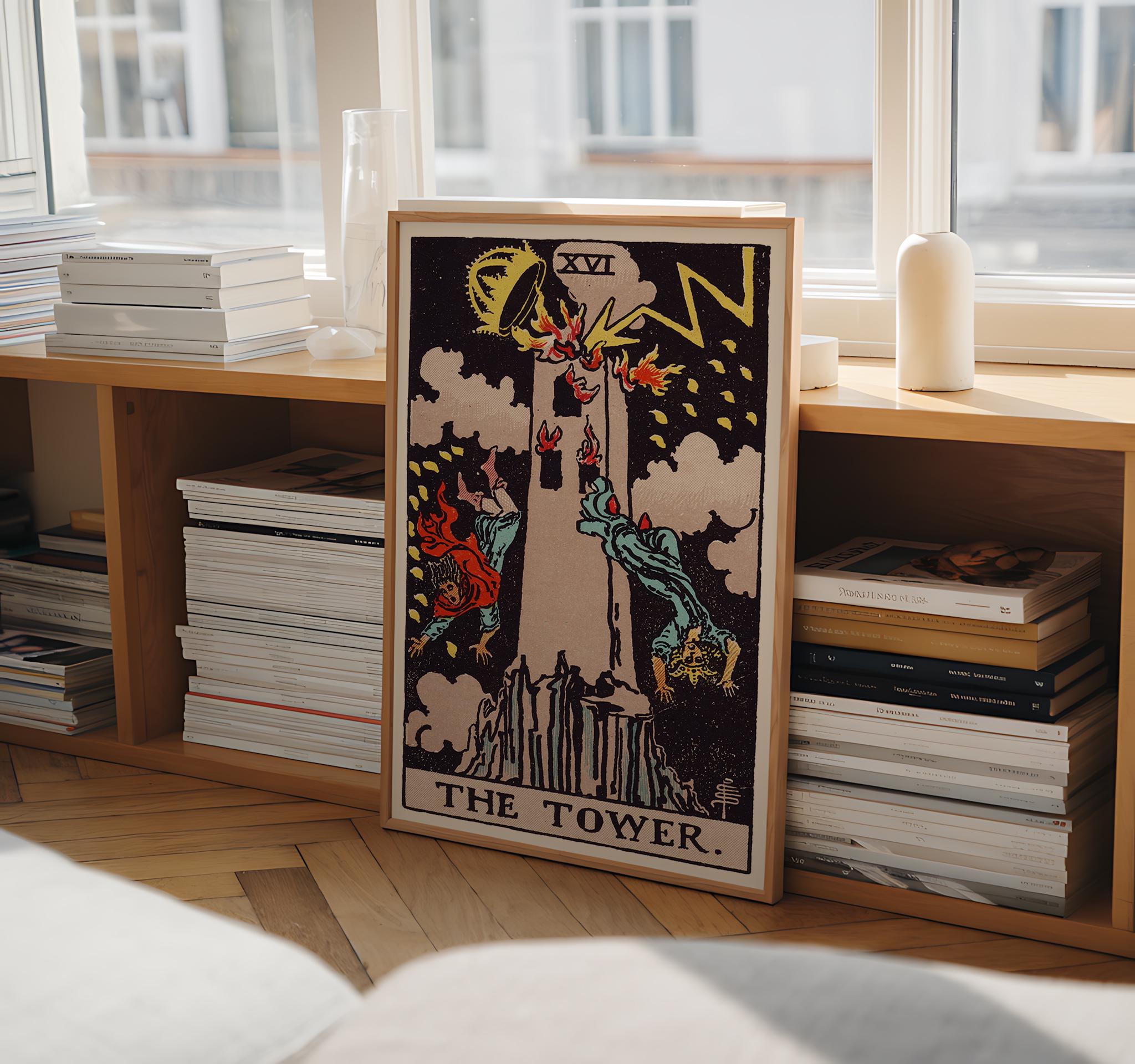 Tarot Cards Rider Waite Art Print - the Tower, Mystical Celestial ...