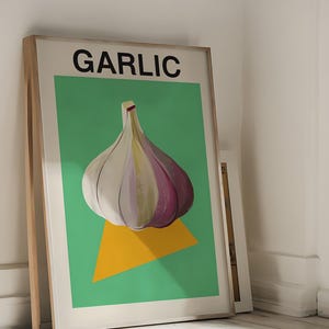 Garlic Vegetable Art Print – Farmhouse Kitchen Wall Decor, Rustic Food Illustration, Culinary Wall Decor, Vintage Kitchen Art