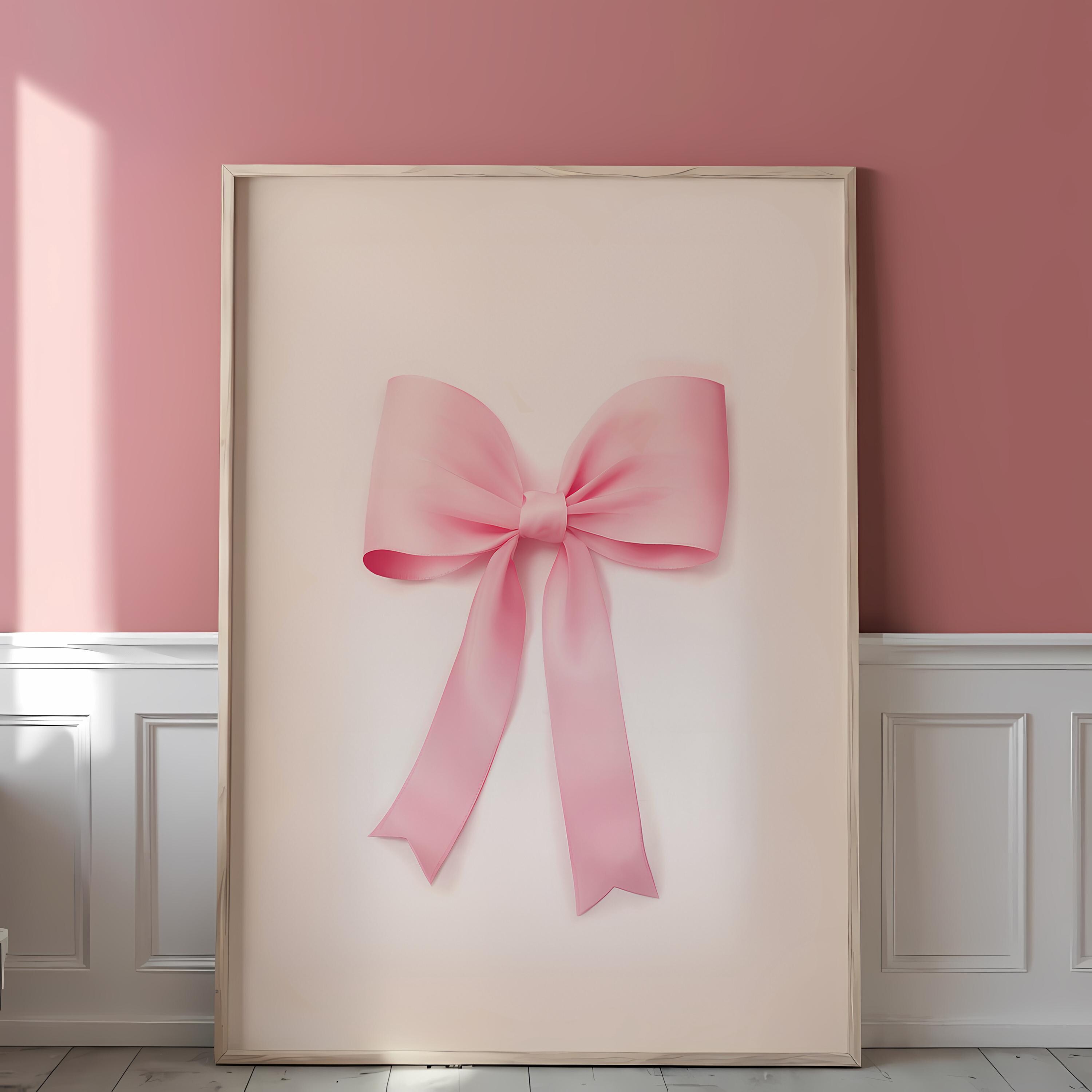 Girly Pink Bow Wall Art Set of 3 - Preppy Pastel Room Decor for Teen ...