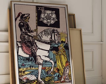 Tarot Cards Rider Waite Art Print - Death, Mystical Celestial Poster, Vintage Tarot Occult Art, Witchy Spiritual Decor, Esoteric Divination