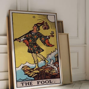 Tarot Cards Rider Waite Art Print - The Fool, Mystical Tarot Poster, Occult Wall Art, Vintage Divination Decor, Spiritual Home Aesthetic