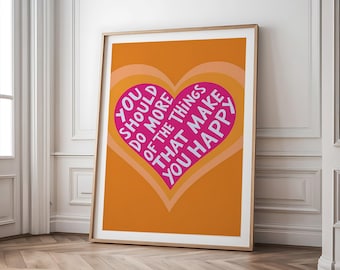 Póster de pared con decoración de dopamina vibrante: impresión retro moderna y moderna, arte estético Y2K para una decoración de habitación maximalista y colorida.