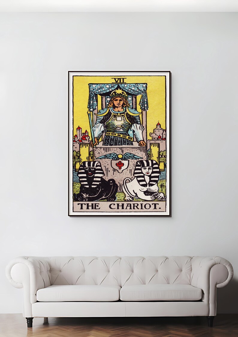 Tarot Cards Rider Waite Art Print - the Chariot, Mystical Tarot Poster ...